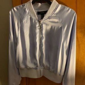 Forever21 Baby Blue Satin Bomber Jacket